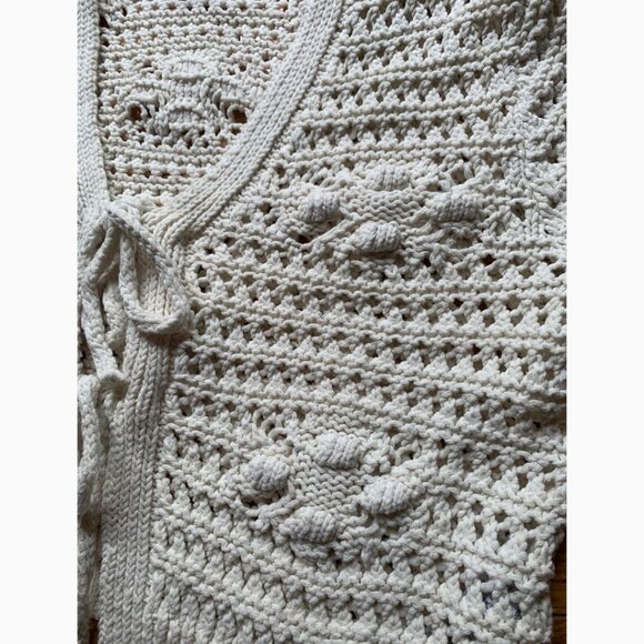 Zara Crochet Knit Tie Front Cardigan Sweater M - Picture 2 of 5